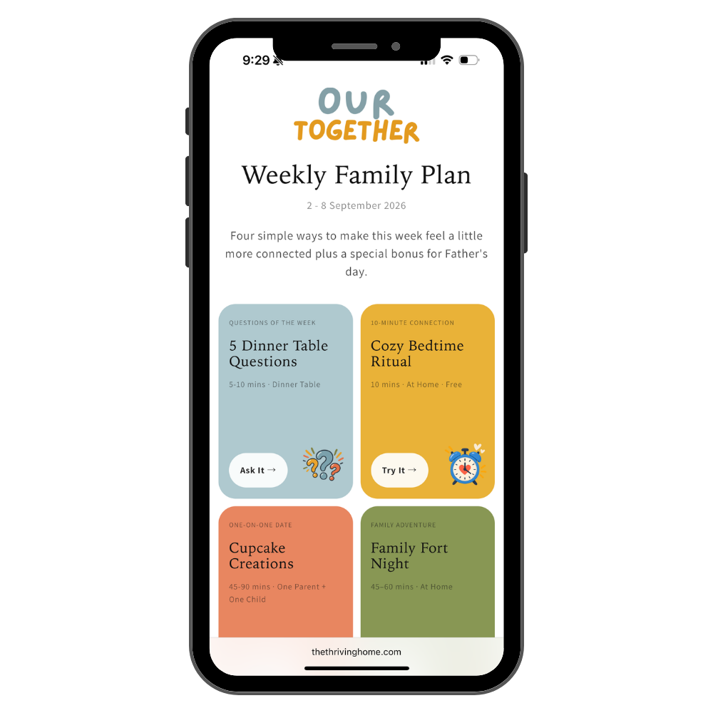 An Our Together weekly plan